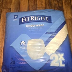 Medline Fitright Ultra Protective Underwear, 2XL, 68'' To 80'' Waist, QTY=20